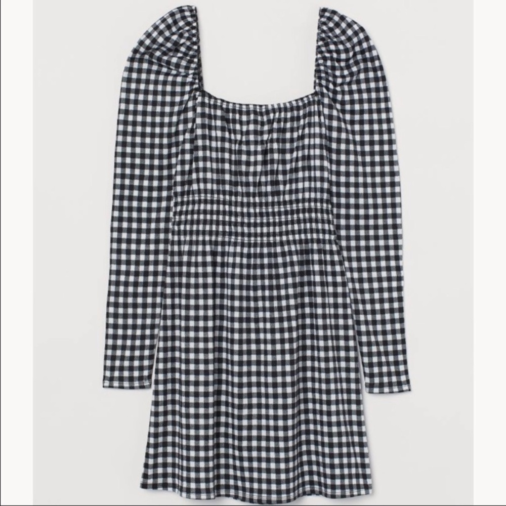 Gingham Long Sleeve Mini Dress